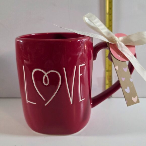 Rae Dunn Red "Love" mug with heart-shaped handle NWT - Picture 1 of 5